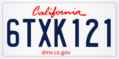 CA license plate 6TXK121
