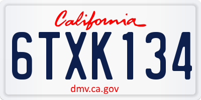 CA license plate 6TXK134