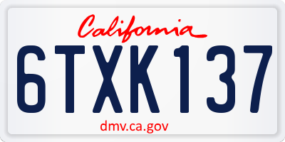 CA license plate 6TXK137