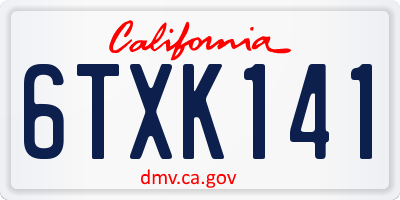 CA license plate 6TXK141