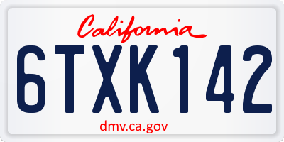 CA license plate 6TXK142