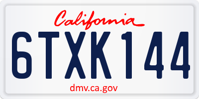CA license plate 6TXK144
