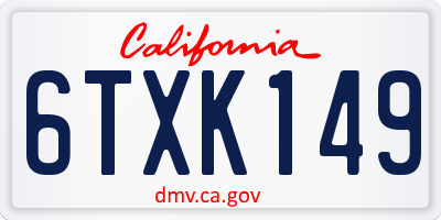 CA license plate 6TXK149