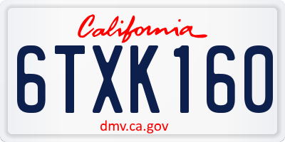 CA license plate 6TXK160