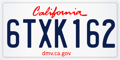 CA license plate 6TXK162
