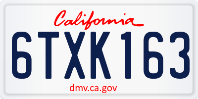 CA license plate 6TXK163