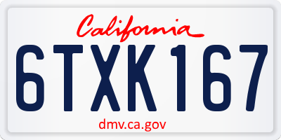 CA license plate 6TXK167