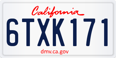 CA license plate 6TXK171