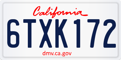 CA license plate 6TXK172