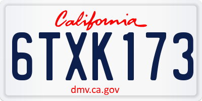 CA license plate 6TXK173