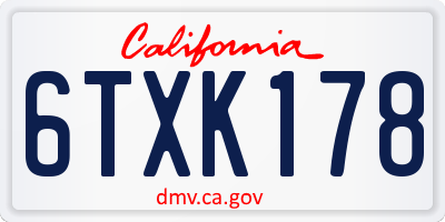 CA license plate 6TXK178