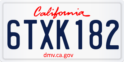 CA license plate 6TXK182