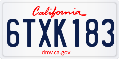 CA license plate 6TXK183