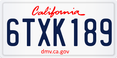 CA license plate 6TXK189