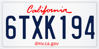 CA license plate 6TXK194