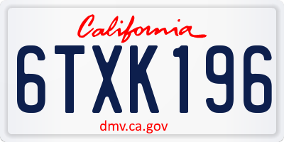 CA license plate 6TXK196