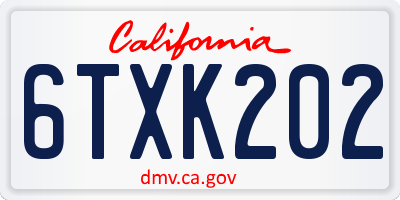 CA license plate 6TXK202