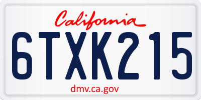 CA license plate 6TXK215