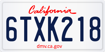 CA license plate 6TXK218