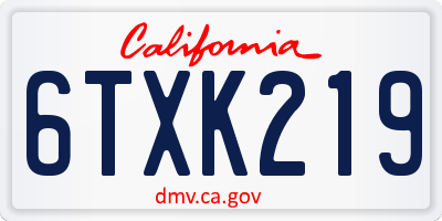 CA license plate 6TXK219