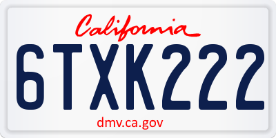 CA license plate 6TXK222
