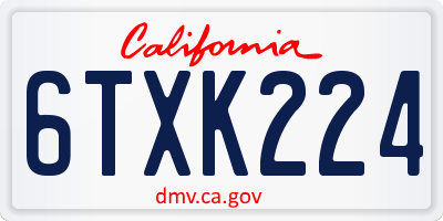 CA license plate 6TXK224