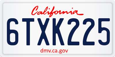 CA license plate 6TXK225