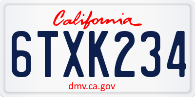 CA license plate 6TXK234