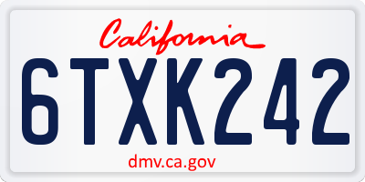 CA license plate 6TXK242