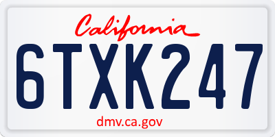 CA license plate 6TXK247