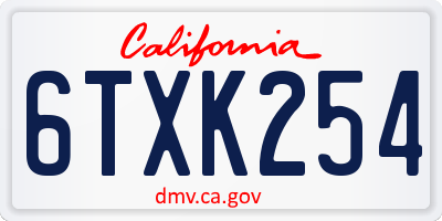 CA license plate 6TXK254