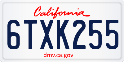 CA license plate 6TXK255