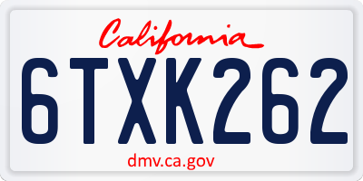 CA license plate 6TXK262