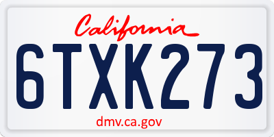 CA license plate 6TXK273