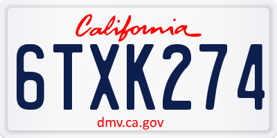 CA license plate 6TXK274