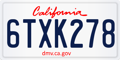 CA license plate 6TXK278
