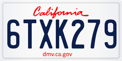CA license plate 6TXK279