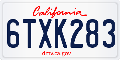 CA license plate 6TXK283