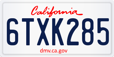 CA license plate 6TXK285
