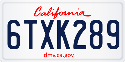 CA license plate 6TXK289