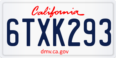 CA license plate 6TXK293