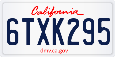 CA license plate 6TXK295