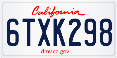 CA license plate 6TXK298