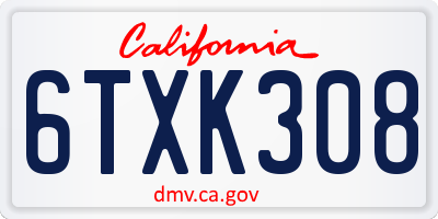 CA license plate 6TXK308