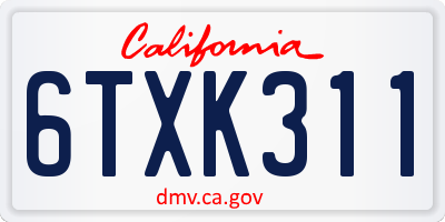 CA license plate 6TXK311