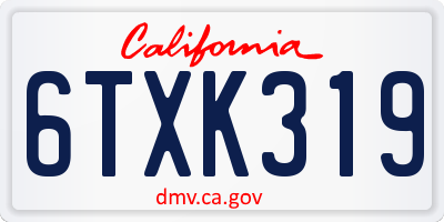 CA license plate 6TXK319