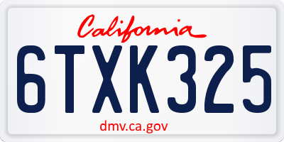 CA license plate 6TXK325