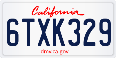 CA license plate 6TXK329