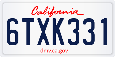 CA license plate 6TXK331