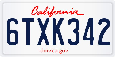 CA license plate 6TXK342